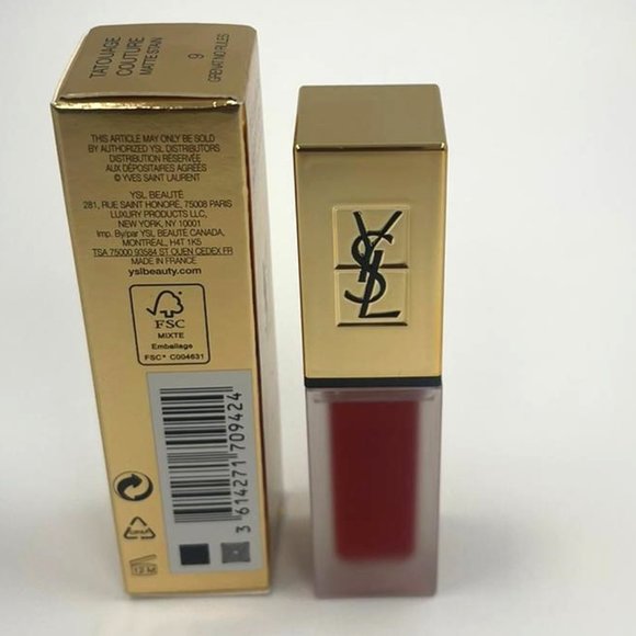 YSL TATOUAGE COUTURE MATTE STAIN 9 GRENAT NO RULES BRAND NEW - Picture 2 of 3